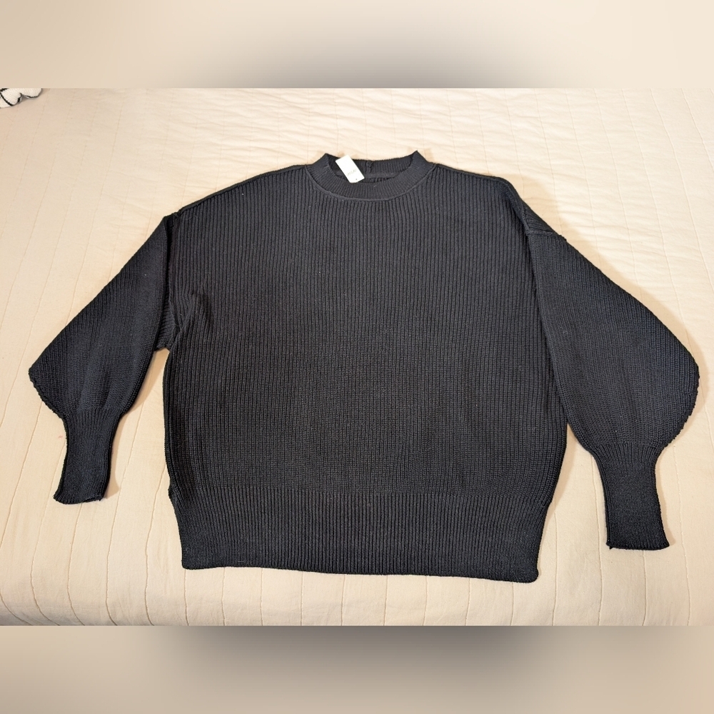 NWT Oversized Aerie Black Ribbed Sweater, Women's Size XS